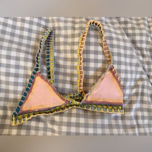 KIINI Pink and Yellow Crochet Bikini Top